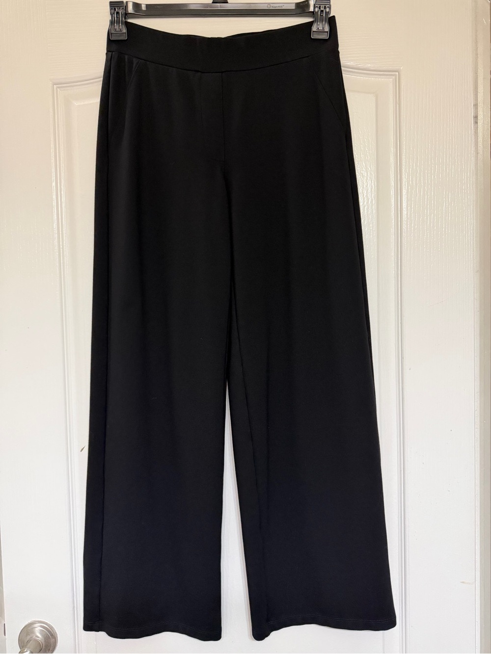 Quince Ultra-Stretch Ponte Wide Leg Pants M Black Pull On High Rise Work Trouser